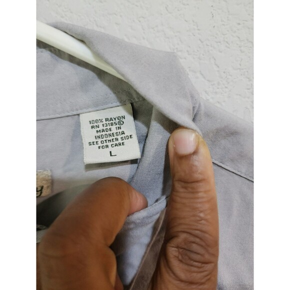 Batik Bay Hawaiian Shirt Large Rayon Collared Palm Trees button down - Picture 4 of 5